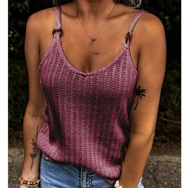 Woman Fashion Tank Tops Solid Color Summer Clothes Loosen Sexy Sleeveless V-Neck Sling Vests Female Trendy Clothing