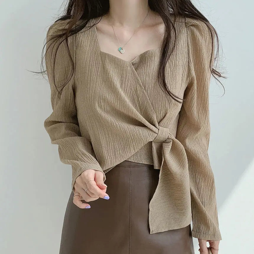 Summer Shirts for Women Youth Beautiful Korean Asymmetrical Casual Top Fashion Vintage Loose Blouse Woman New Collection 2025