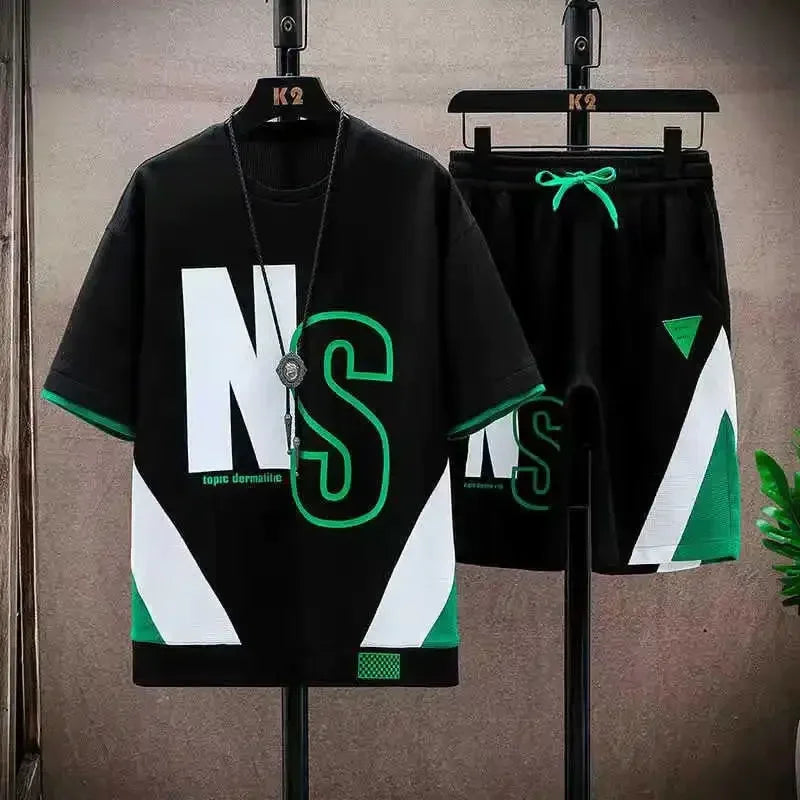 Summer T Shirts for Men Clothing Casual Gradient Men Set Tshirt Summer Running Men's Two-piece Oversize Gym Sport Short Pants