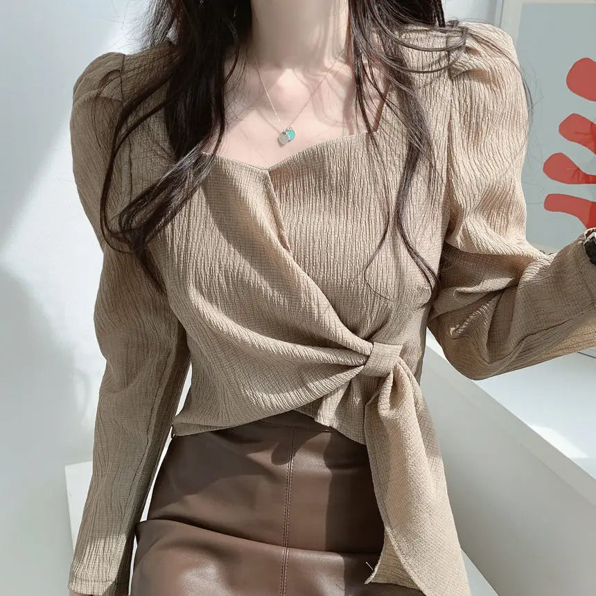 Summer Shirts for Women Youth Beautiful Korean Asymmetrical Casual Top Fashion Vintage Loose Blouse Woman New Collection 2025
