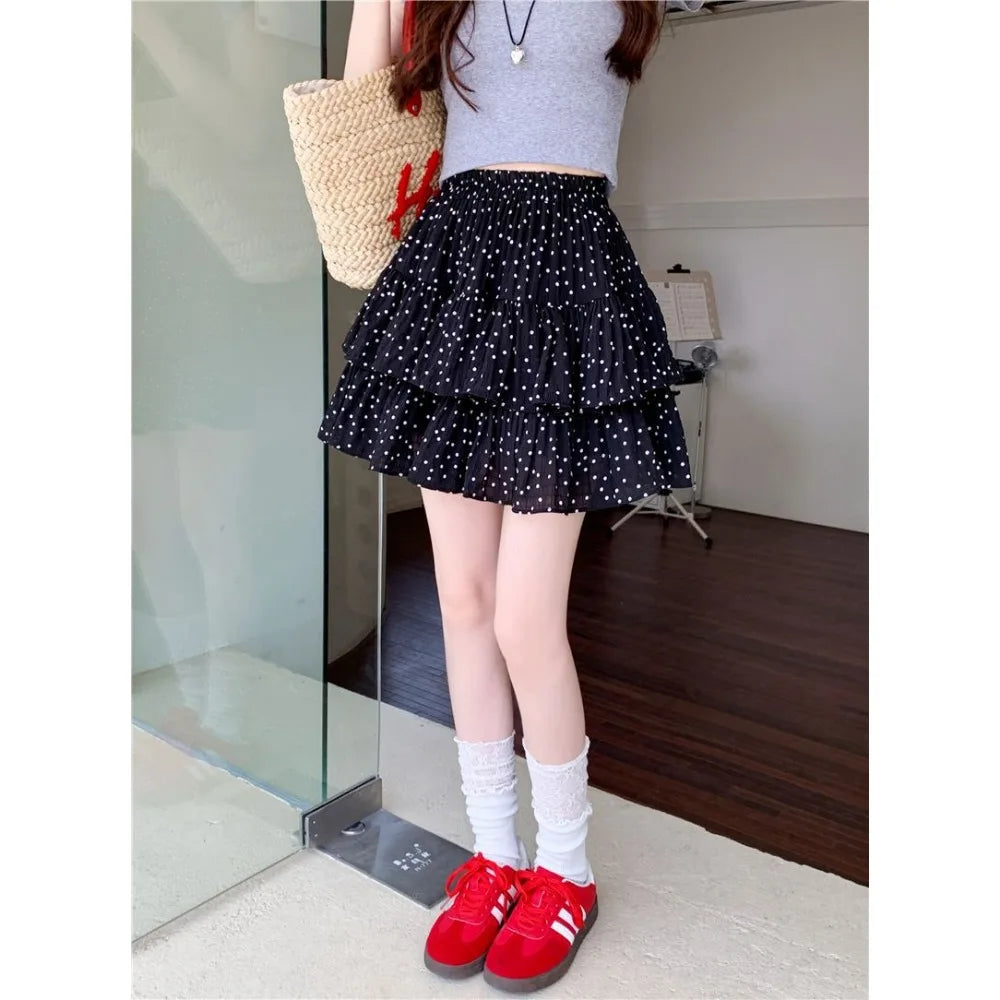 Women Clothes Fashion Summer New Style High Waist Temperament Trend Round A-line Skirt Loose Short Skirt Cake Half Skirt