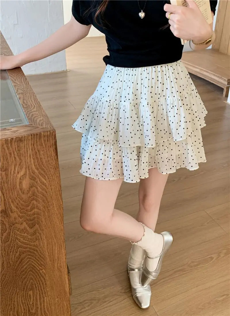Women Clothes Fashion Summer New Style High Waist Temperament Trend Round A-line Skirt Loose Short Skirt Cake Half Skirt