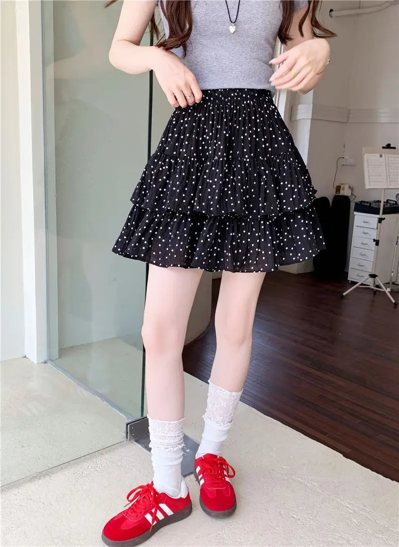 Women Clothes Fashion Summer New Style High Waist Temperament Trend Round A-line Skirt Loose Short Skirt Cake Half Skirt