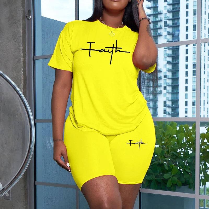 Woman Clothing Summer Women Tracksuit New Quality Casual Two Piece Set for T-Shirts O-Neck Shorts Daily Short Sleeve Hot Sales