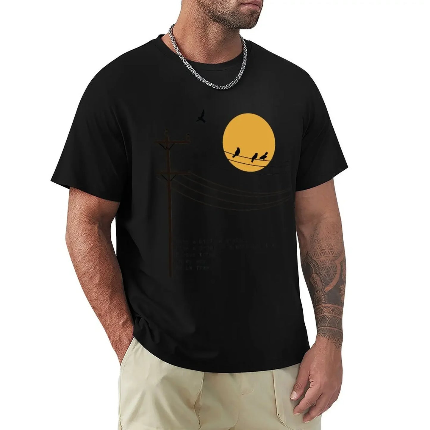 Summer Clothes Fruit of The Loom Mens T Shirts Leonard Cohen Bird on A Wire Poetry Art T-Shirt Boys Whites Men Clothing Graphic