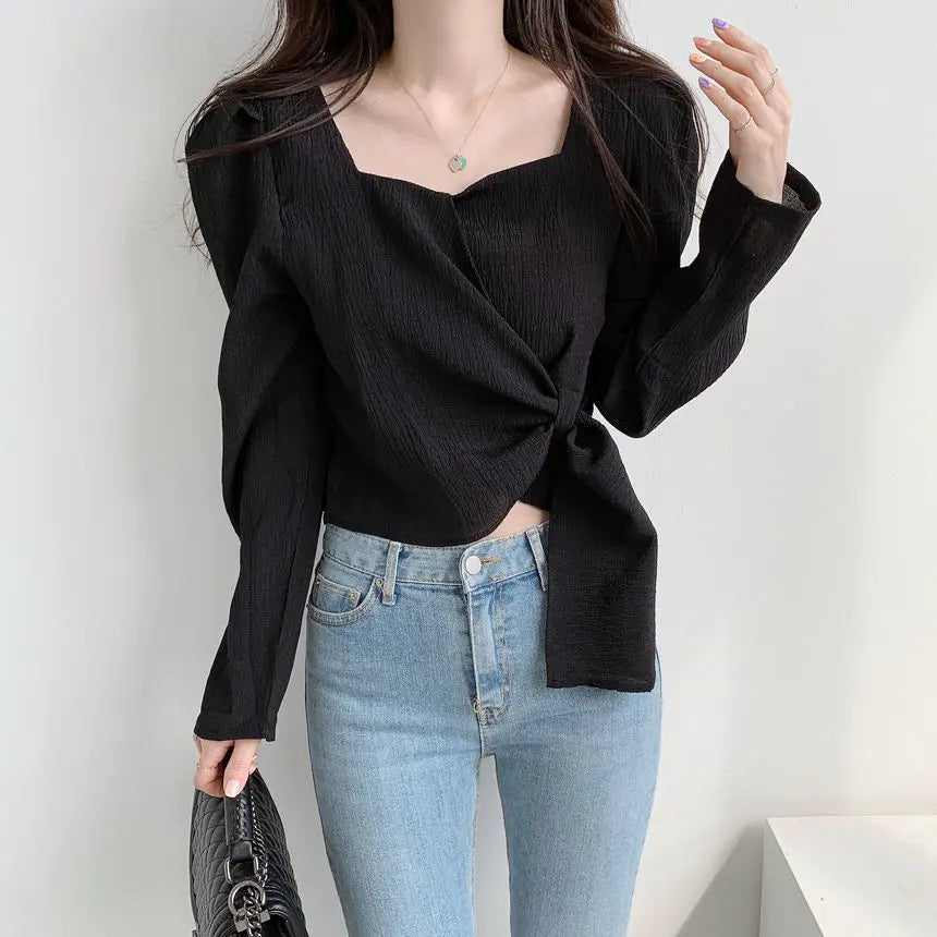 Summer Shirts for Women Youth Beautiful Korean Asymmetrical Casual Top Fashion Vintage Loose Blouse Woman New Collection 2025