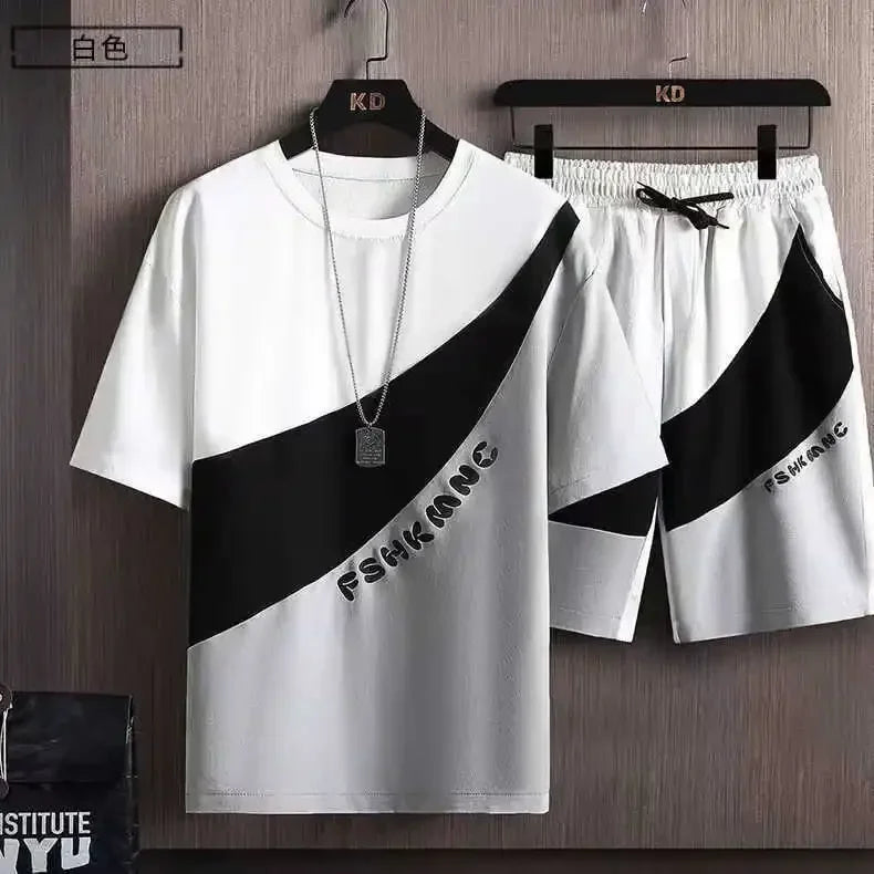 Summer T Shirts for Men Clothing Casual Gradient Men Set Tshirt Summer Running Men's Two-piece Oversize Gym Sport Short Pants