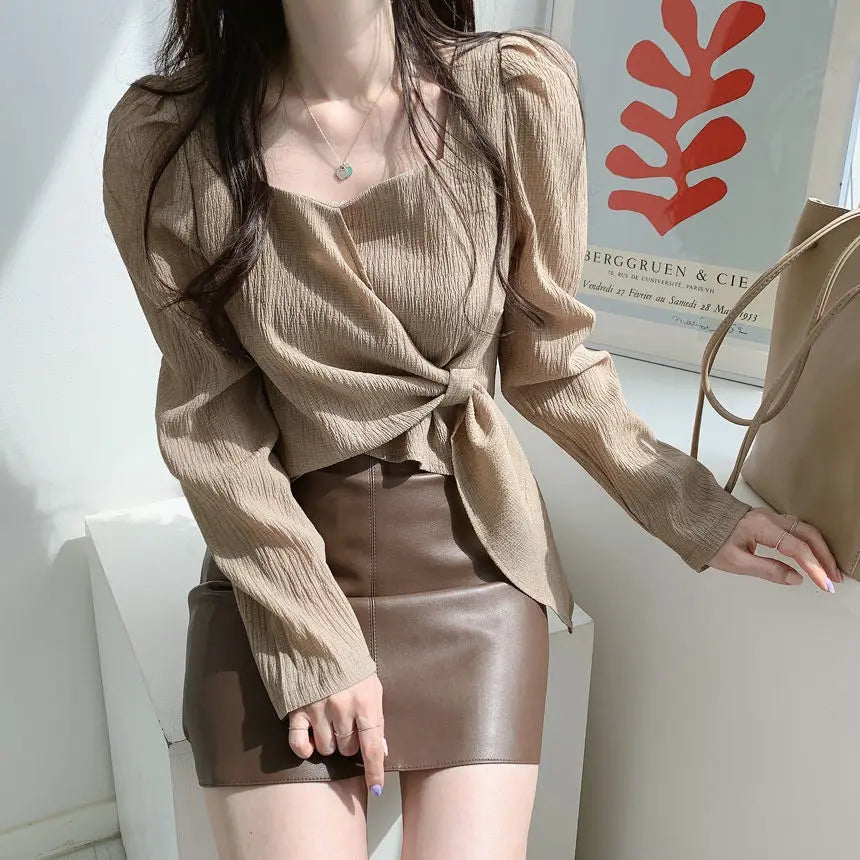 Summer Shirts for Women Youth Beautiful Korean Asymmetrical Casual Top Fashion Vintage Loose Blouse Woman New Collection 2025