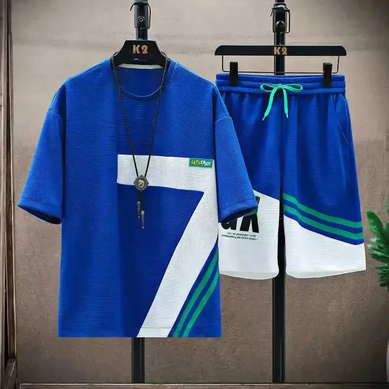Summer T Shirts for Men Clothing Casual Gradient Men Set Tshirt Summer Running Men's Two-piece Oversize Gym Sport Short Pants