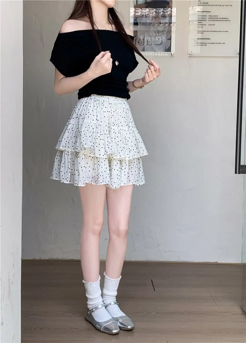 Women Clothes Fashion Summer New Style High Waist Temperament Trend Round A-line Skirt Loose Short Skirt Cake Half Skirt