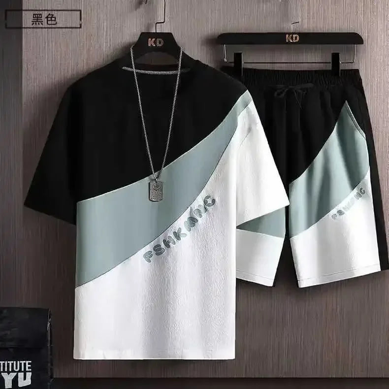 Summer T Shirts for Men Clothing Casual Gradient Men Set Tshirt Summer Running Men's Two-piece Oversize Gym Sport Short Pants