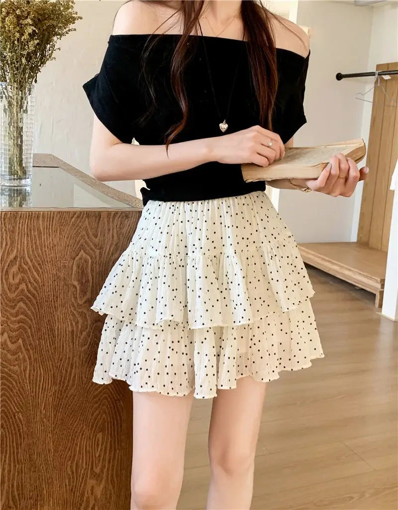 Women Clothes Fashion Summer New Style High Waist Temperament Trend Round A-line Skirt Loose Short Skirt Cake Half Skirt