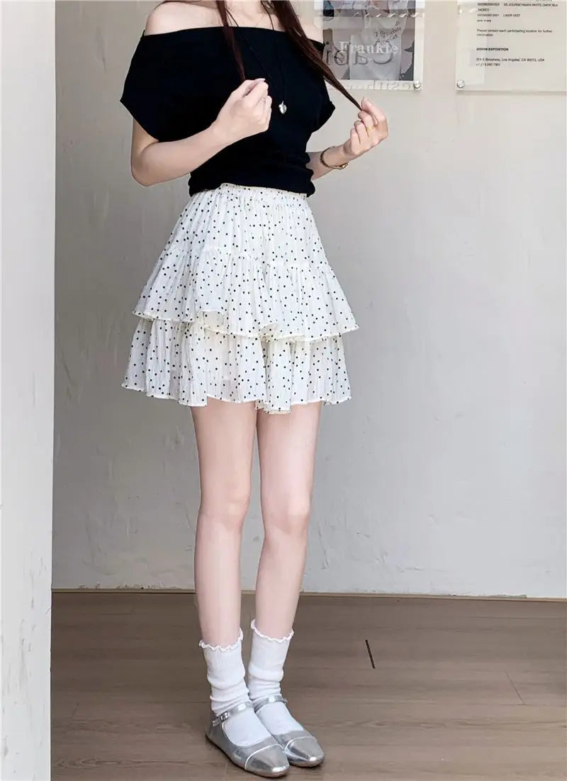 Women Clothes Fashion Summer New Style High Waist Temperament Trend Round A-line Skirt Loose Short Skirt Cake Half Skirt