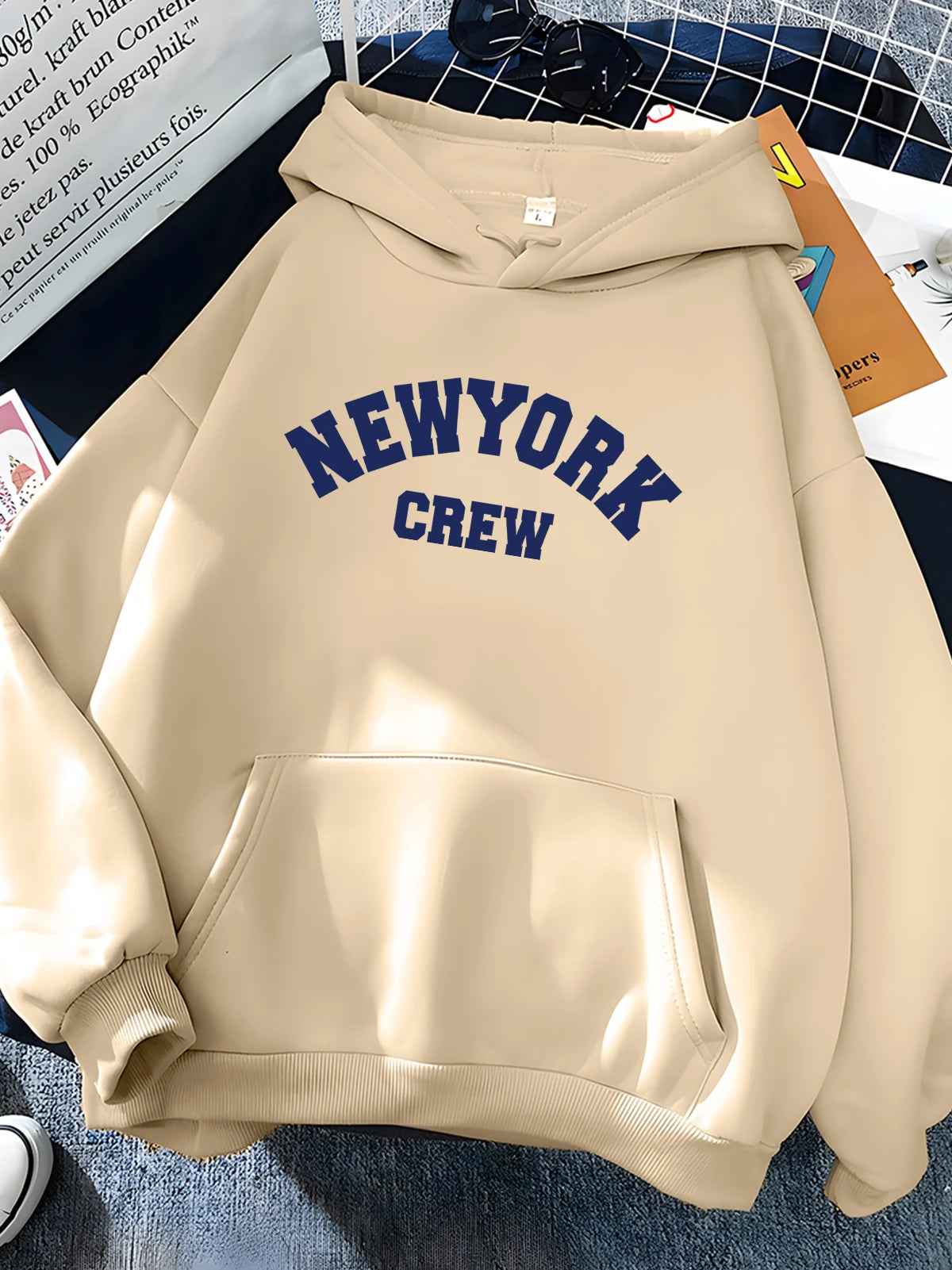 Hirsionsan New York Letter Print Sweatshirt Women Soft Casual Loose Sportwear Female Hoodies Warm Fleece Girls Clothes 2023 New