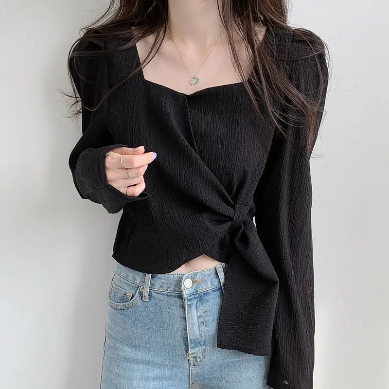 Summer Shirts for Women Youth Beautiful Korean Asymmetrical Casual Top Fashion Vintage Loose Blouse Woman New Collection 2025