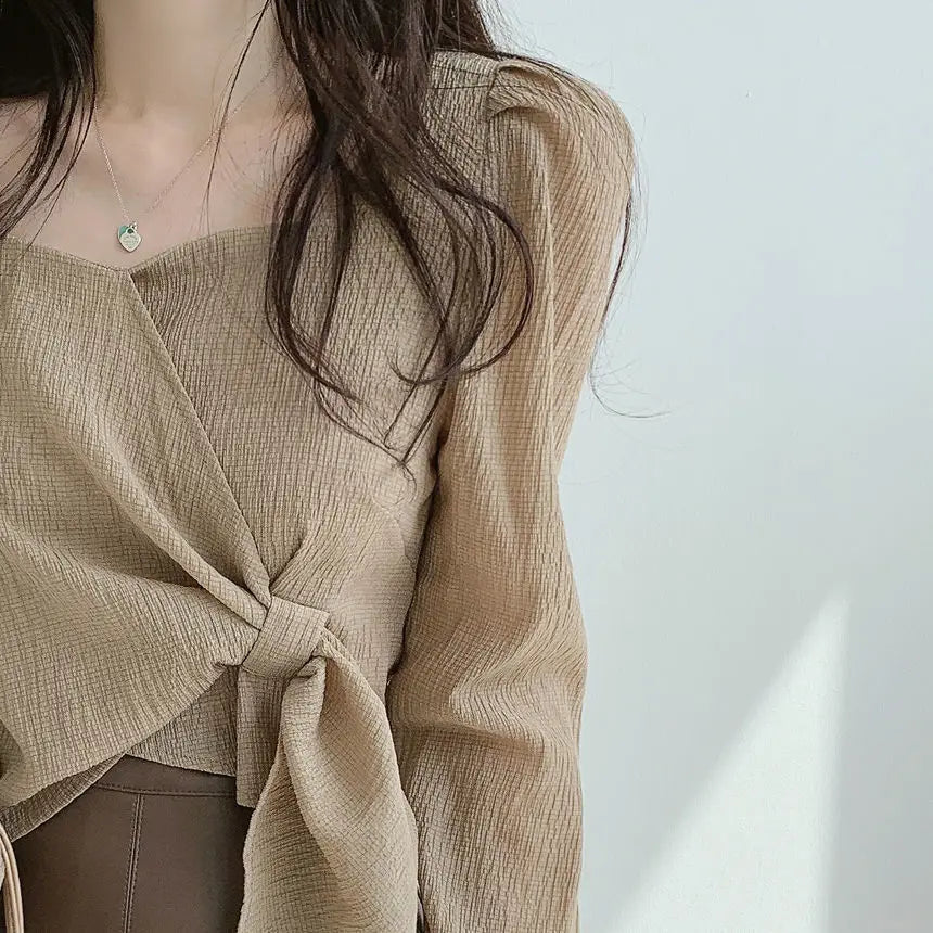 Summer Shirts for Women Youth Beautiful Korean Asymmetrical Casual Top Fashion Vintage Loose Blouse Woman New Collection 2025