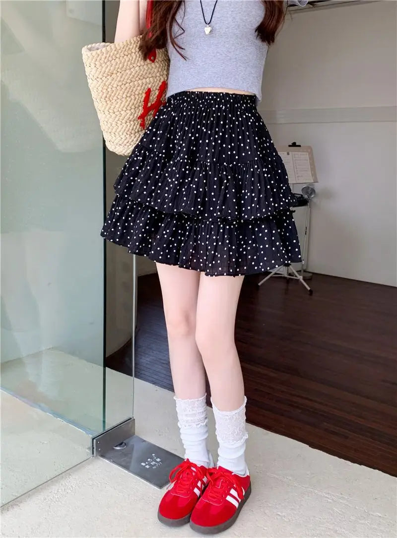 Women Clothes Fashion Summer New Style High Waist Temperament Trend Round A-line Skirt Loose Short Skirt Cake Half Skirt