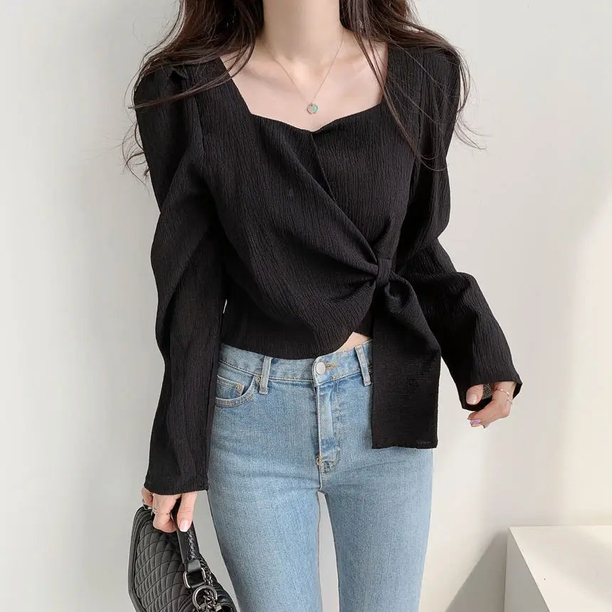 Summer Shirts for Women Youth Beautiful Korean Asymmetrical Casual Top Fashion Vintage Loose Blouse Woman New Collection 2025