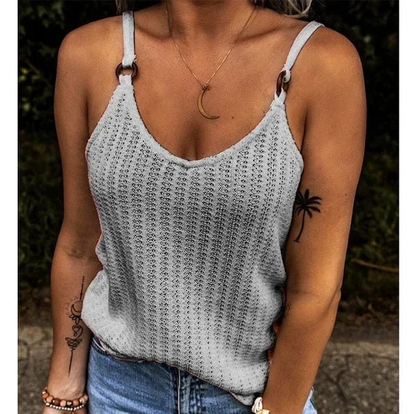 Woman Fashion Tank Tops Solid Color Summer Clothes Loosen Sexy Sleeveless V-Neck Sling Vests Female Trendy Clothing