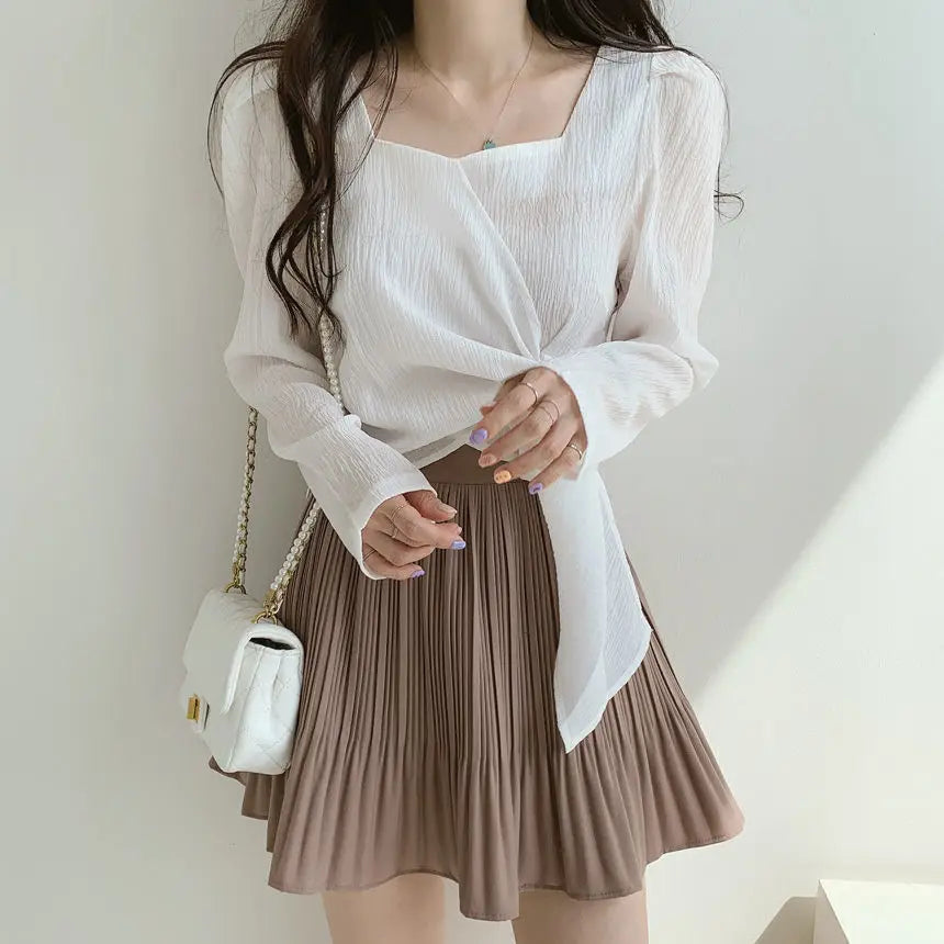 Summer Shirts for Women Youth Beautiful Korean Asymmetrical Casual Top Fashion Vintage Loose Blouse Woman New Collection 2025