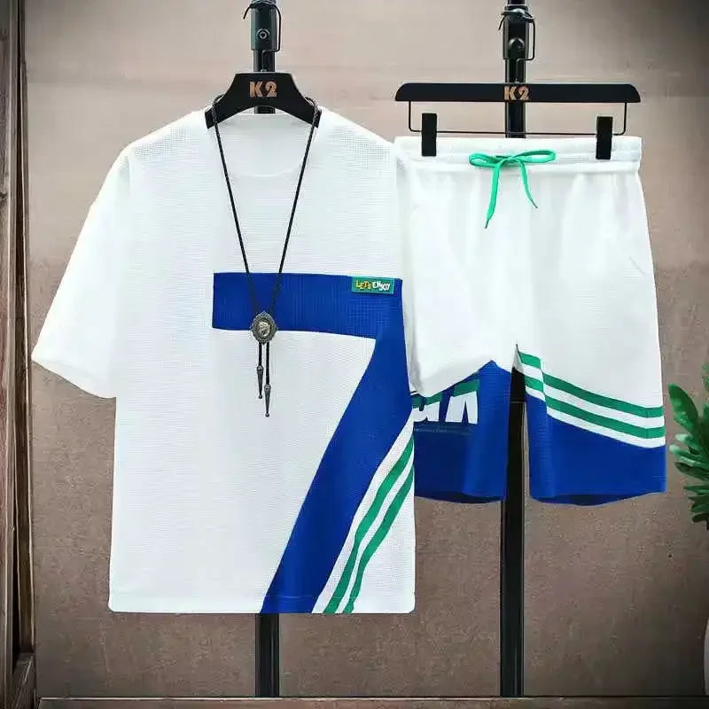 Summer T Shirts for Men Clothing Casual Gradient Men Set Tshirt Summer Running Men's Two-piece Oversize Gym Sport Short Pants