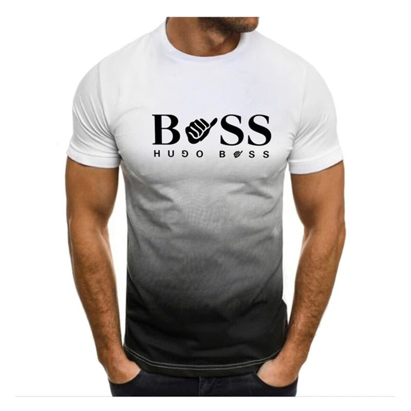 Summer Men's Clothing Whatever Print Short Sleeve Men Trend Products Sports Top Gym Tee Quick Dry T Shirt Male Gradient T shirts