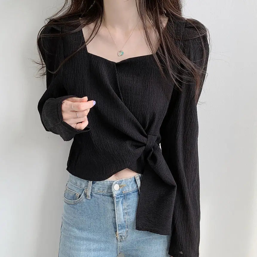 Summer Shirts for Women Youth Beautiful Korean Asymmetrical Casual Top Fashion Vintage Loose Blouse Woman New Collection 2025