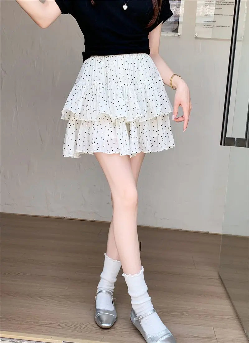Women Clothes Fashion Summer New Style High Waist Temperament Trend Round A-line Skirt Loose Short Skirt Cake Half Skirt