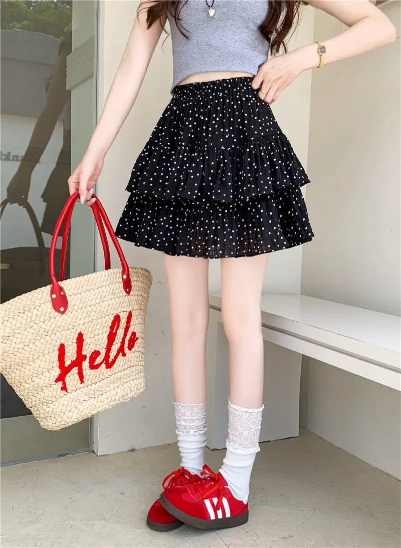 Women Clothes Fashion Summer New Style High Waist Temperament Trend Round A-line Skirt Loose Short Skirt Cake Half Skirt