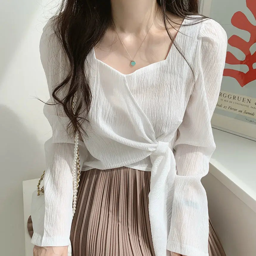 Summer Shirts for Women Youth Beautiful Korean Asymmetrical Casual Top Fashion Vintage Loose Blouse Woman New Collection 2025