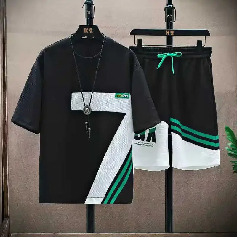 Summer T Shirts for Men Clothing Casual Gradient Men Set Tshirt Summer Running Men's Two-piece Oversize Gym Sport Short Pants