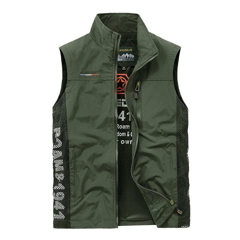 Summer Men's Work Vest Leisure outdoor Men Breathable Mesh Sports Waistcoat Man Photography Fishing Sleeveless Jackets Clothing