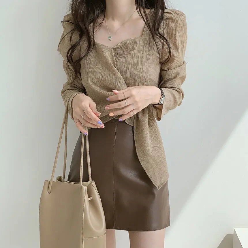 Summer Shirts for Women Youth Beautiful Korean Asymmetrical Casual Top Fashion Vintage Loose Blouse Woman New Collection 2025