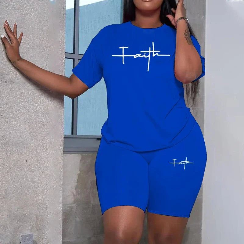 Woman Clothing Summer Women Tracksuit New Quality Casual Two Piece Set for T-Shirts O-Neck Shorts Daily Short Sleeve Hot Sales