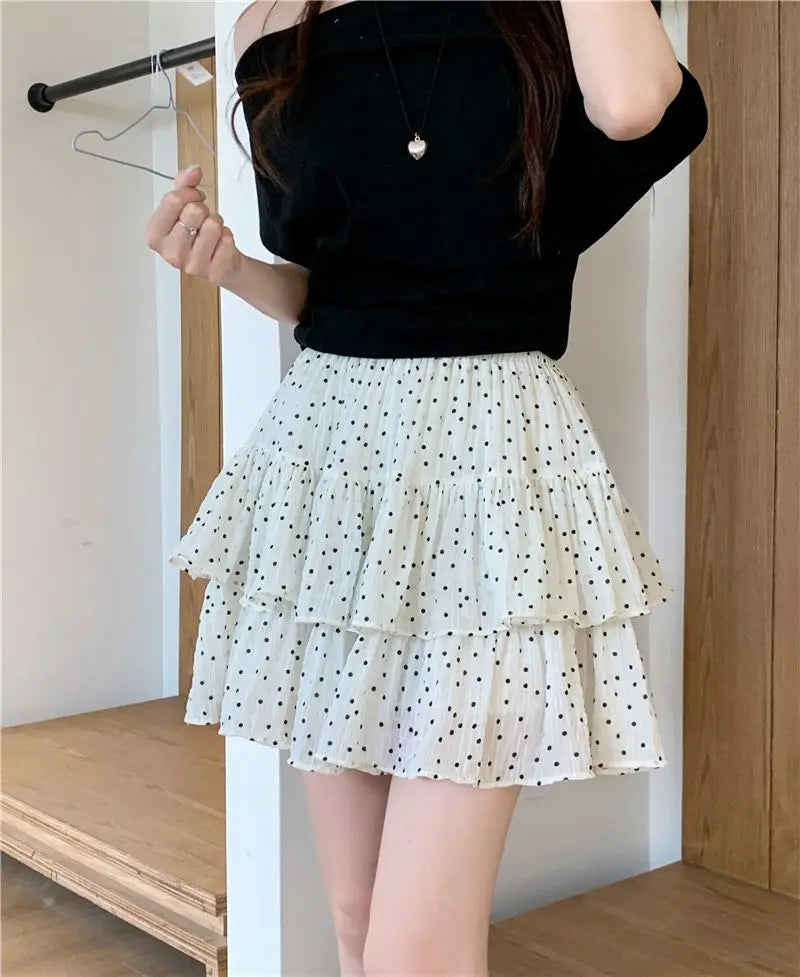 Women Clothes Fashion Summer New Style High Waist Temperament Trend Round A-line Skirt Loose Short Skirt Cake Half Skirt