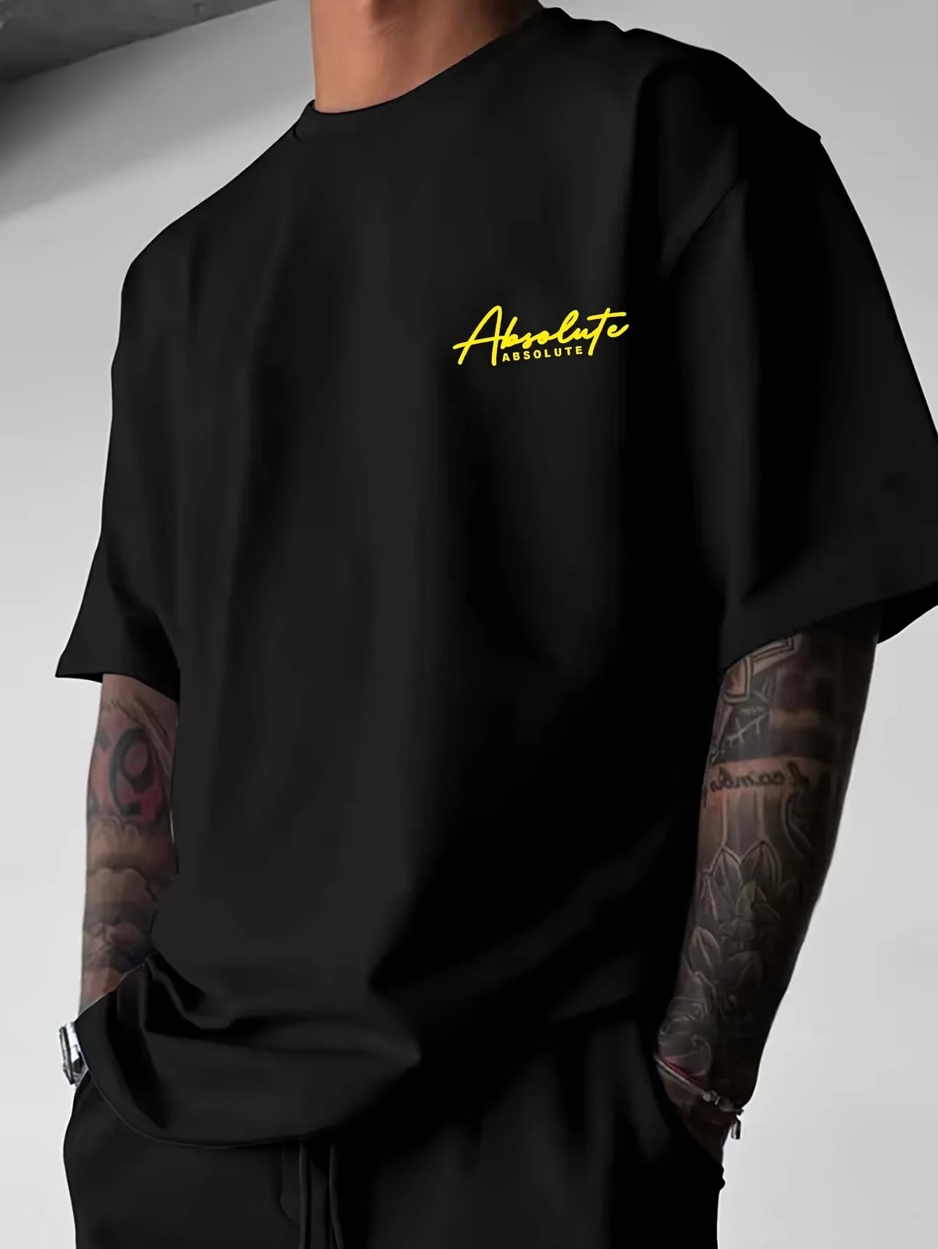 Men's Summer Fashion Brand Clothing Casual Business Shorts Loose Sleeve Versatile Round Neck T-Shirt Breathable T-Shirt