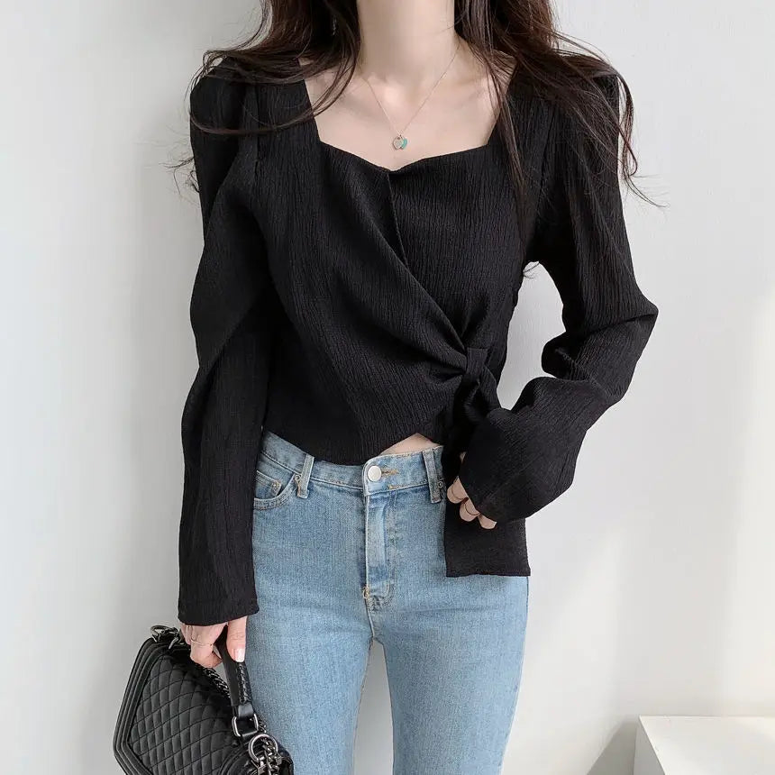 Summer Shirts for Women Youth Beautiful Korean Asymmetrical Casual Top Fashion Vintage Loose Blouse Woman New Collection 2025