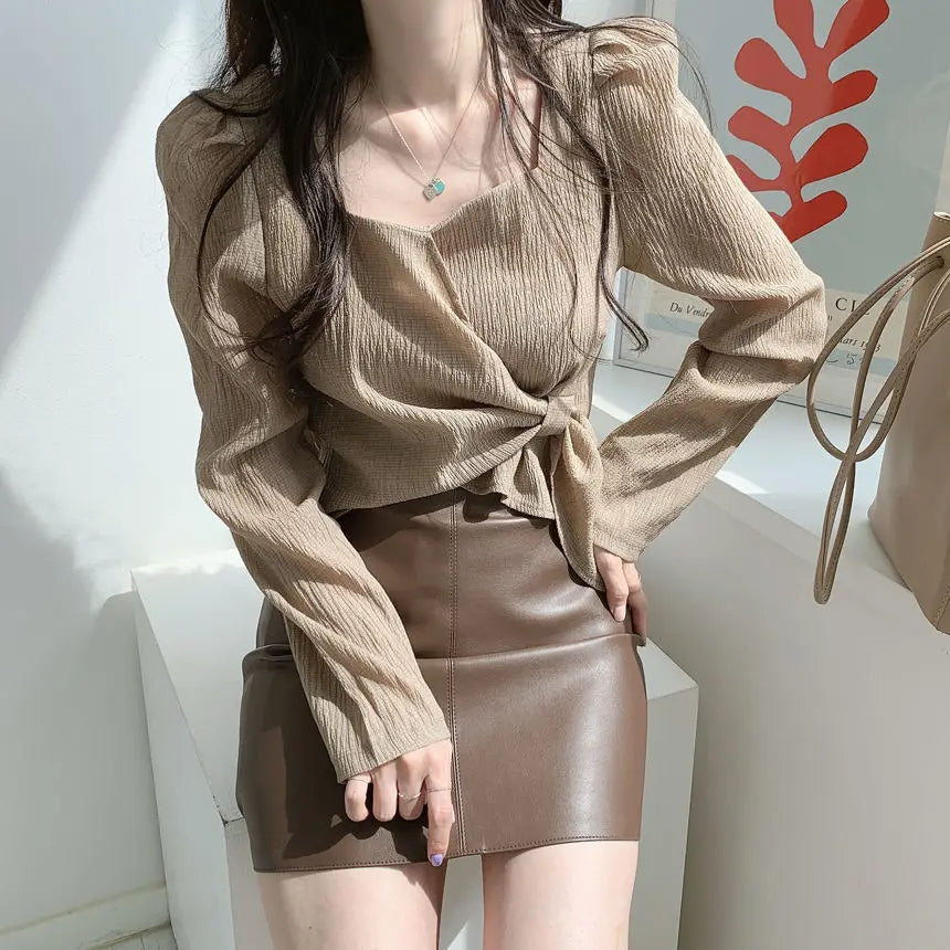 Summer Shirts for Women Youth Beautiful Korean Asymmetrical Casual Top Fashion Vintage Loose Blouse Woman New Collection 2025