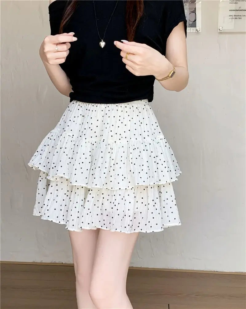 Women Clothes Fashion Summer New Style High Waist Temperament Trend Round A-line Skirt Loose Short Skirt Cake Half Skirt
