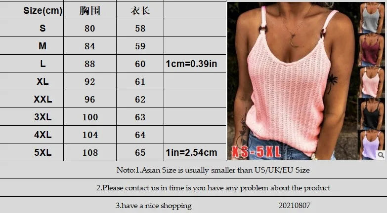 Woman Fashion Tank Tops Solid Color Summer Clothes Loosen Sexy Sleeveless V-Neck Sling Vests Female Trendy Clothing