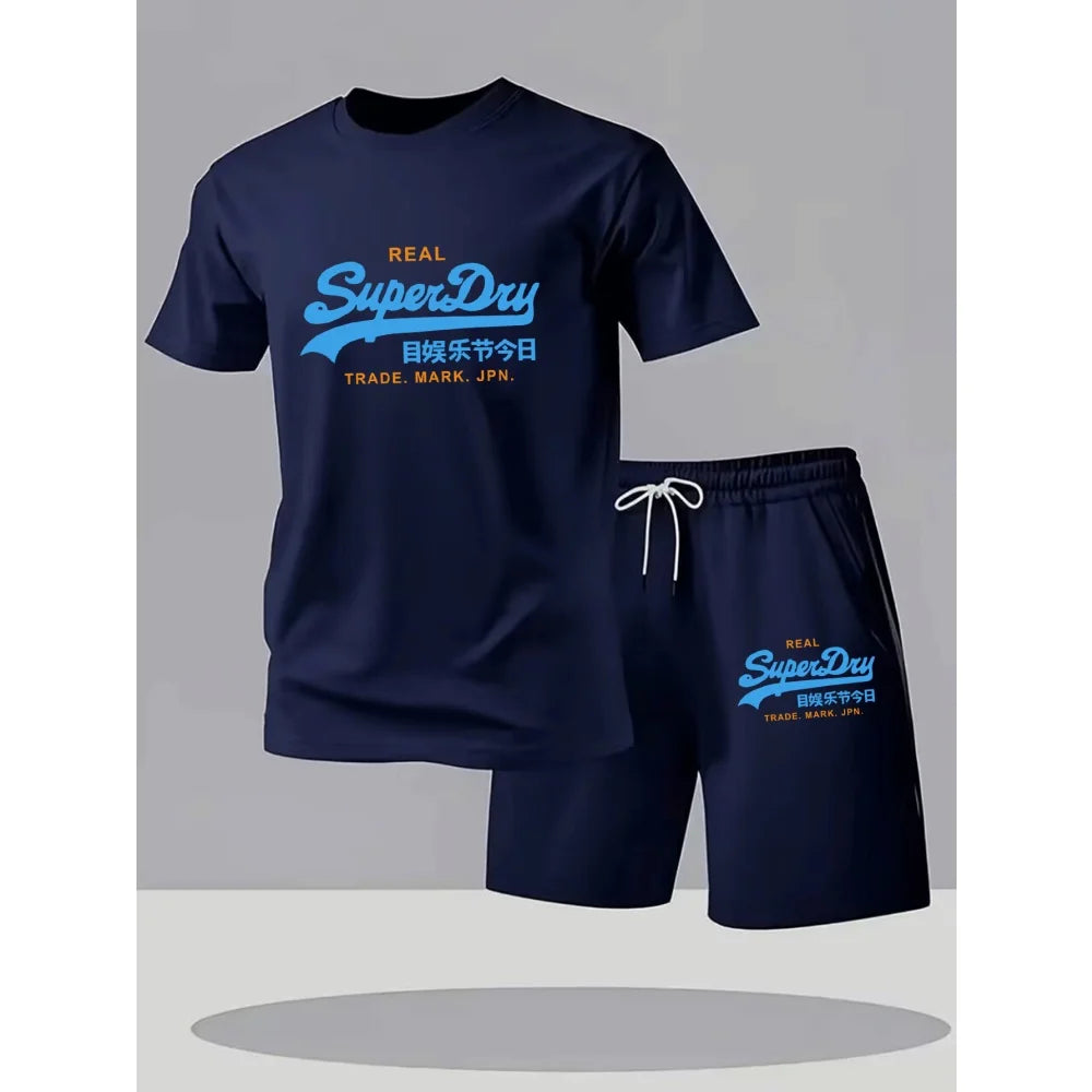 Summer Men's Casual Clothing Set Breathable Oversize T-Shirt Shorts 2-Piece Sportswear Short Sleeve Comfortable Suit for Men