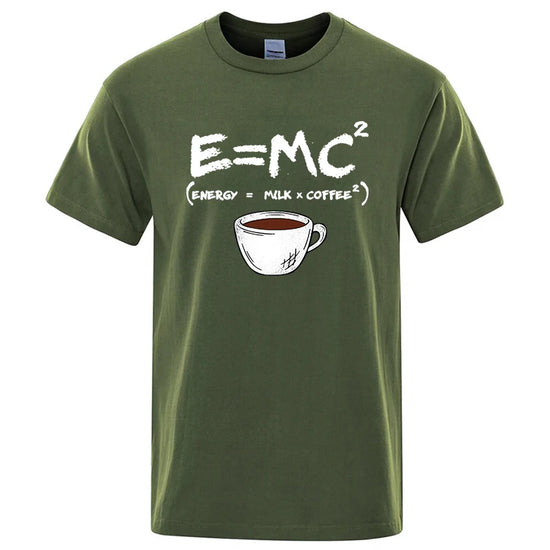 Summer Men T-shirt Cotton Blend Casual Funny Energy=Milk+Coffee Print Men Cool Loose O-neck Tops For Men Short Sleeve Male Tees
