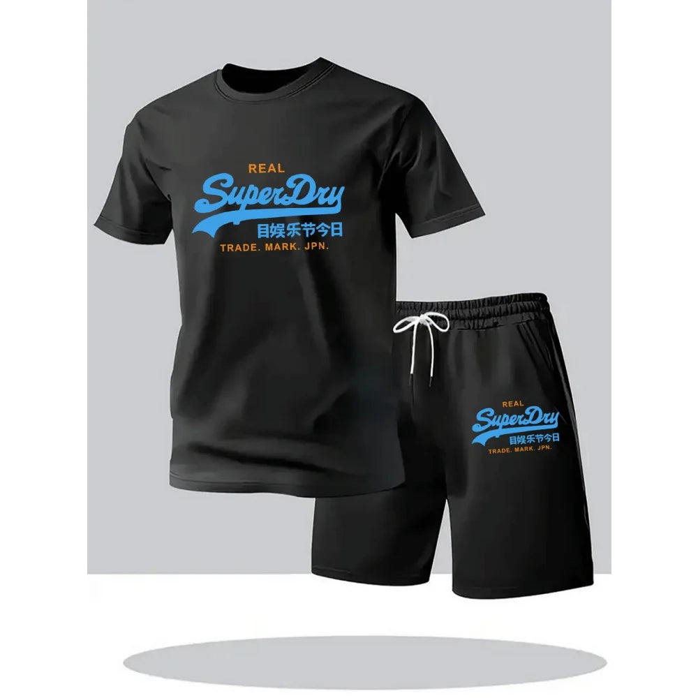 Summer Men's Casual Clothing Set Breathable Oversize T-Shirt Shorts 2-Piece Sportswear Short Sleeve Comfortable Suit for Men