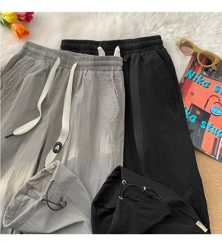 Summer Pants for Men Trendy and Versatile Loose Straight-leg Teenage American Quick-dry Cargo Casual