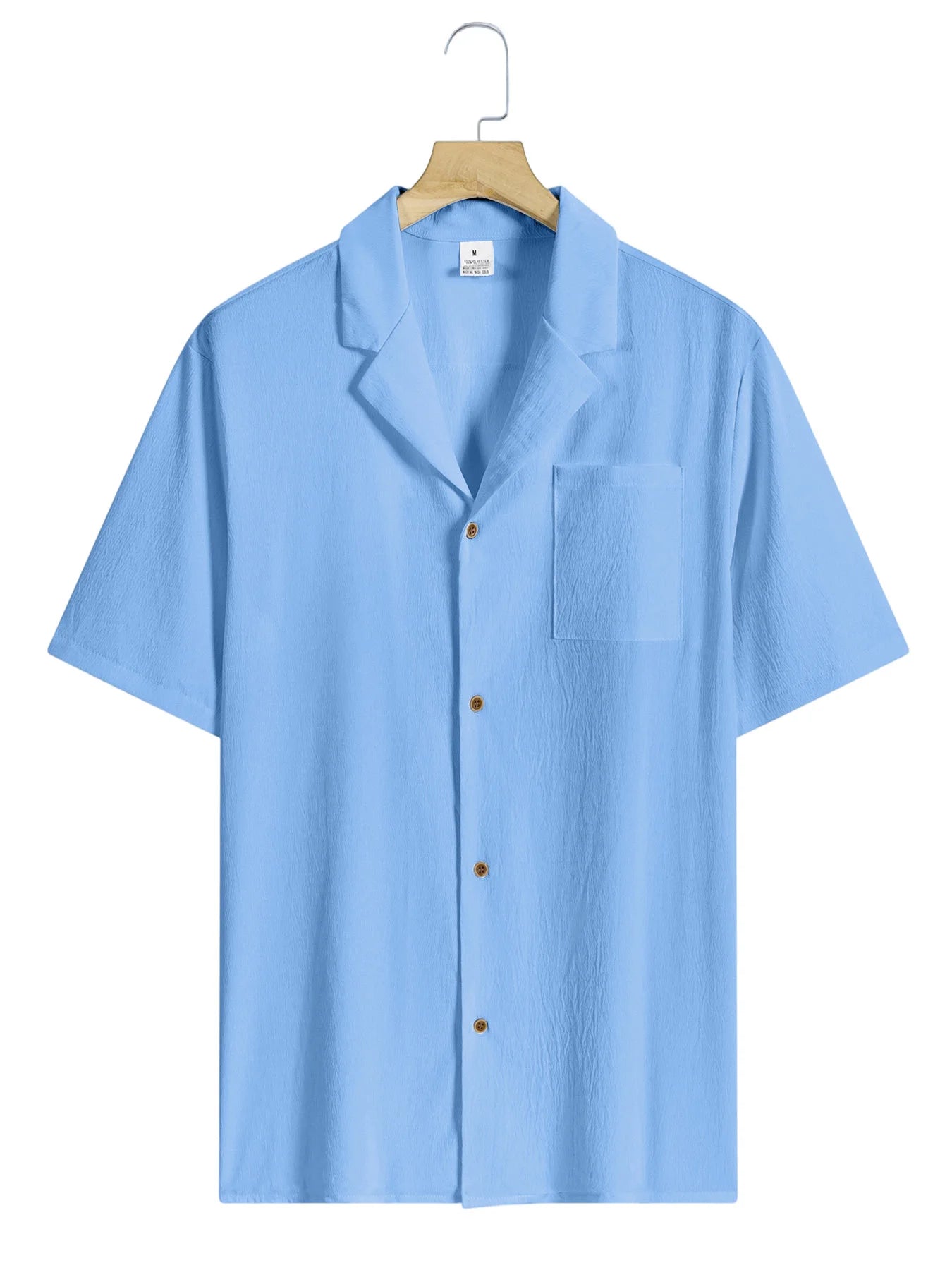 Summer Shirts for Men Casual Short Sleeved Shirts Breathable Solid Color Turn-Down Collar Formal Beach Shirts Male Clothing