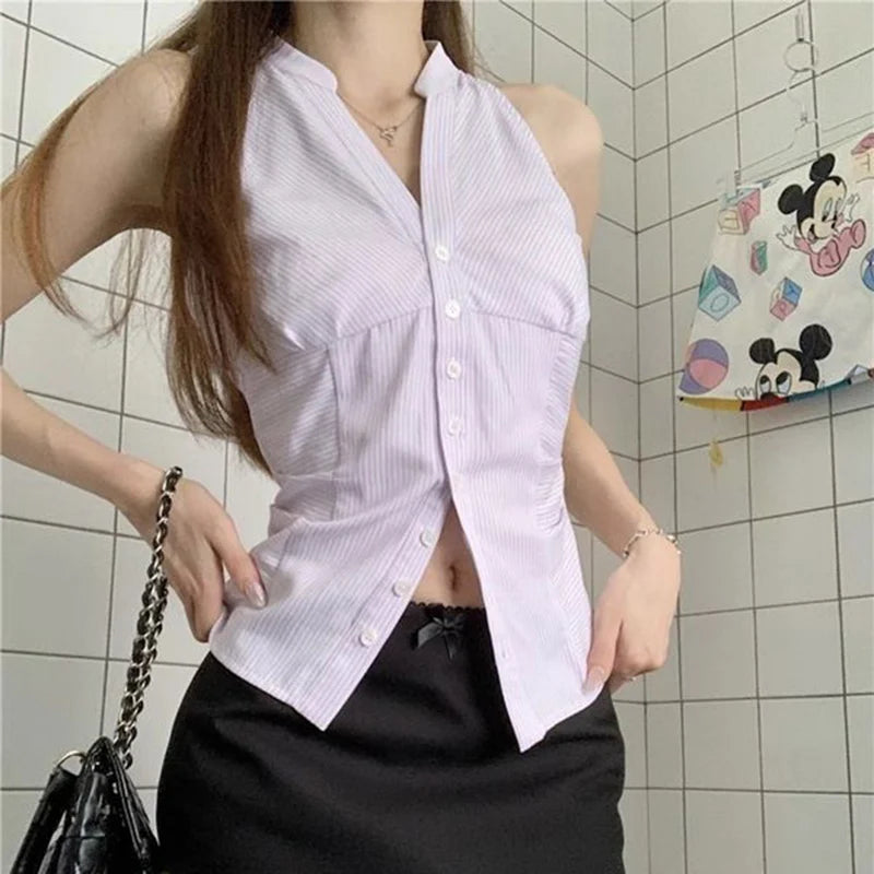 Summer Women T-shirts Slim Fit T-shirts Lady Chic Off Shoulder Vest Tops Girls Sexy Fashion White Sleeveless Clothes