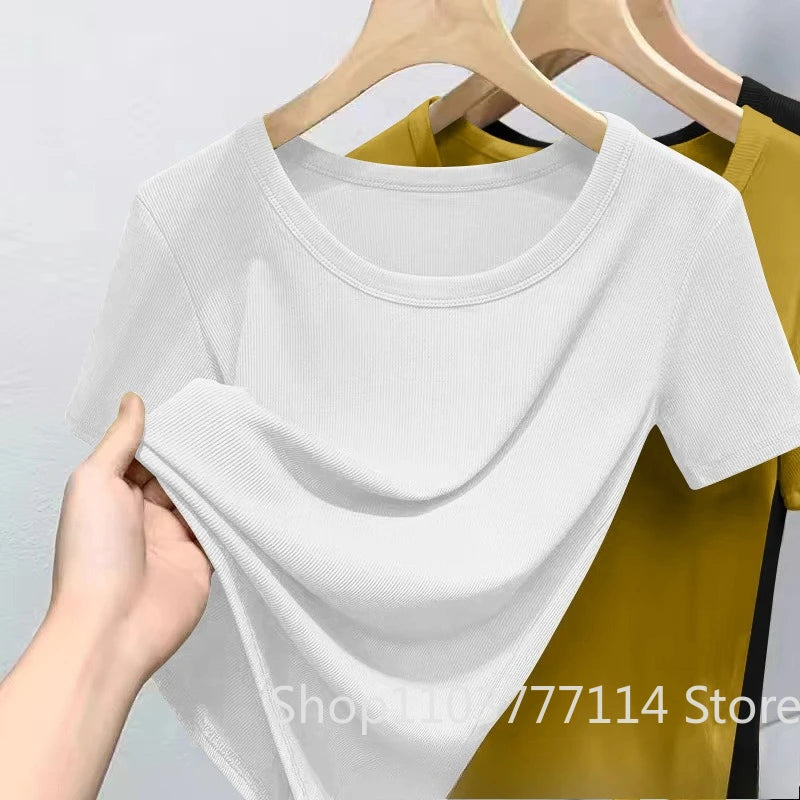 Summer woman O Neck T-Shirt Fashion Trendy Loose Fit Short Sleeve Soft Breathable  Casual Tops Daily Wear Street Style Outfits