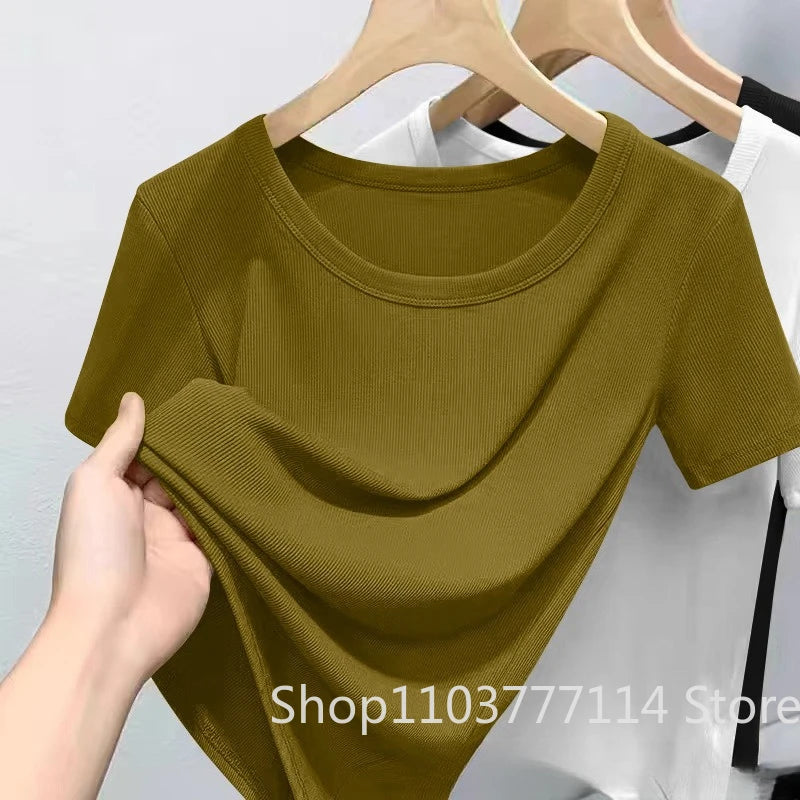 Summer woman O Neck T-Shirt Fashion Trendy Loose Fit Short Sleeve Soft Breathable  Casual Tops Daily Wear Street Style Outfits