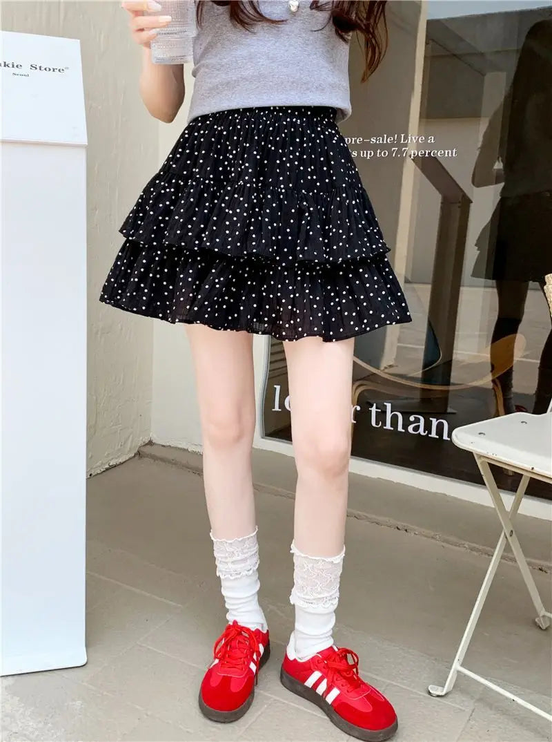 Women Clothes Fashion Summer New Style High Waist Temperament Trend Round A-line Skirt Loose Short Skirt Cake Half Skirt