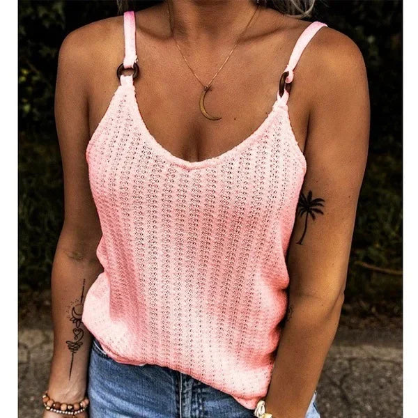 Woman Fashion Tank Tops Solid Color Summer Clothes Loosen Sexy Sleeveless V-Neck Sling Vests Female Trendy Clothing